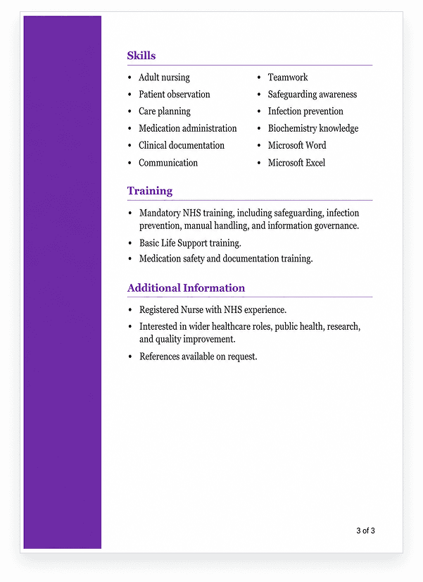 3-page CV with useful proof buried too low — page 3