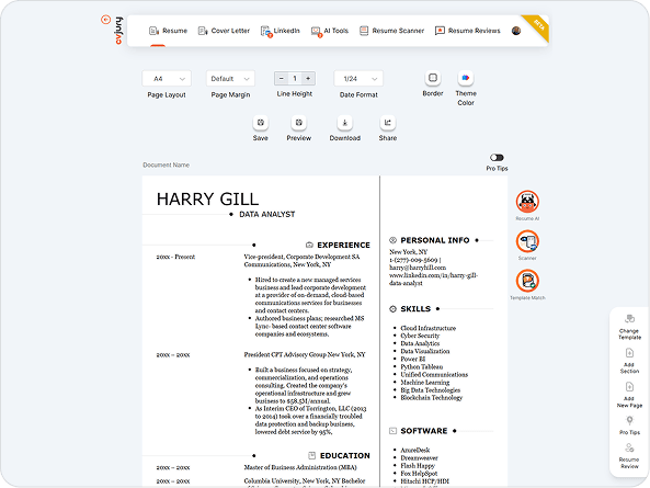 CVJury Resume Builder preview