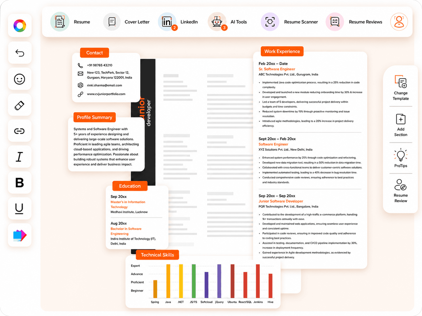 CVJury app — resume, cover letter, and LinkedIn profile builder