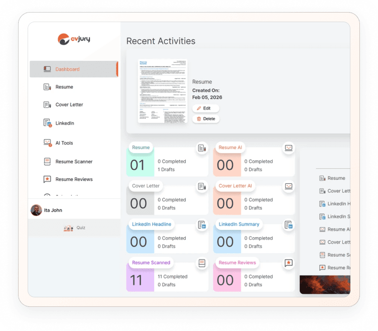 CV Tools Dashboard Preview