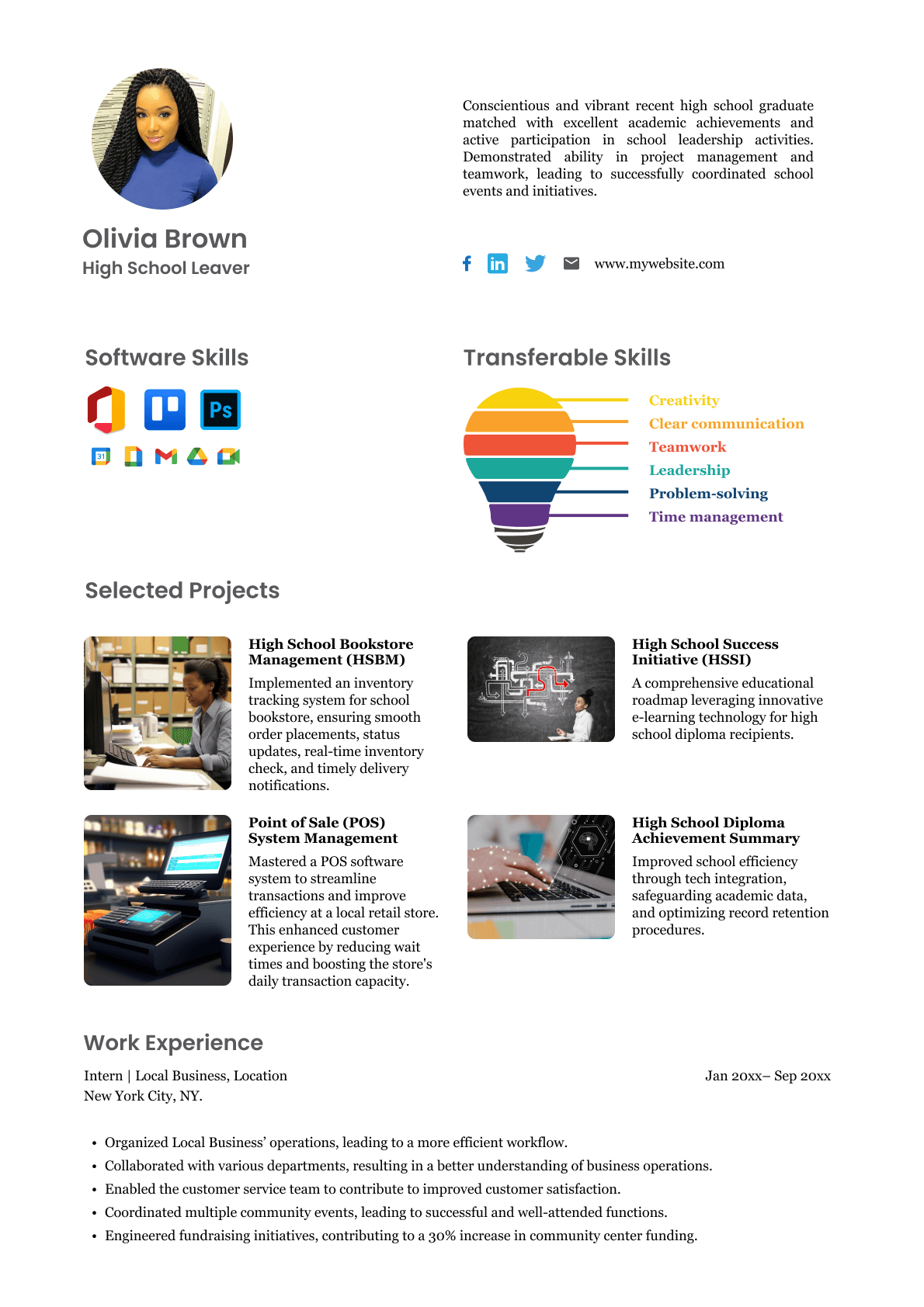Olivia Brown resume in the CVJury builder