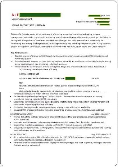 After CV, page 1 of 2