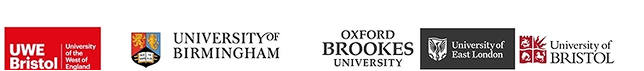 UWE Bristol, University of Birmingham, Oxford Brookes University, University of East London, and University of Bristol logos