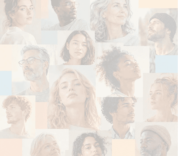 A grid of diverse job seekers representing the real people behind CVJury's career stories